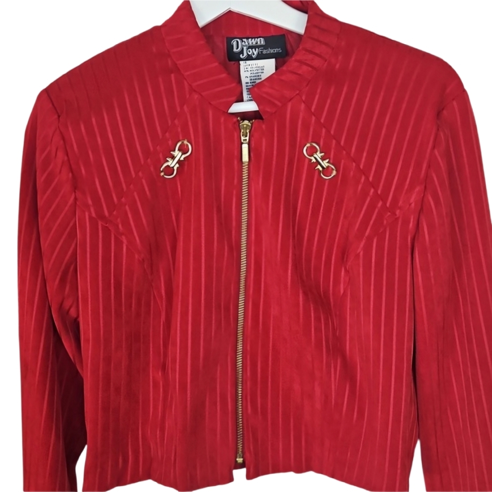 Vintage Red Dress & Longsleeve Dinner Jacket Matching Set - Picture 3 of 6